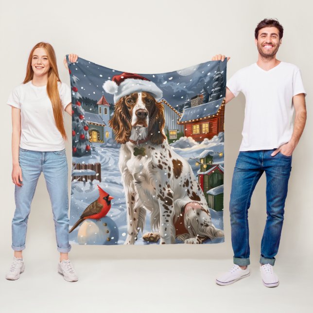 English Setter Winter Wonderland Christmas Joy Fleecedecke (Beispiel)