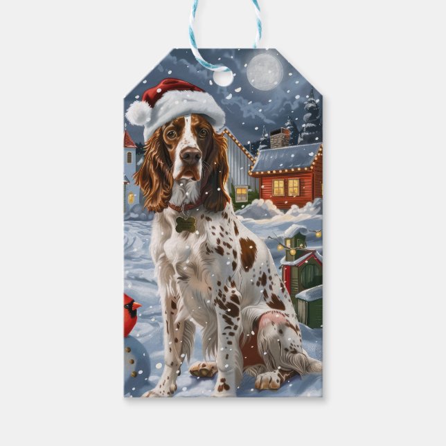 English Setter Winter Wonderland Christmas Joy Geschenkanhänger (Vorderseite)