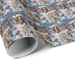 English Setter Winter Wonderland Christmas Joy Geschenkpapier<br><div class="desc">Dieses festliche Design spiegelt den fröhlichen Geist der Urlaubssaison wider und besticht durch ein hübsches Jungtier mit einer Weihnachtsmannmütze. Der Hund ist eingebettet in ein winterliches Wunderland, mit einem Schneemann, einem dekorierten Weihnachtsbaum und wunderschön verpackten Geschenken. Schneeflocken fallen sanft ab und geben der Szene eine magische Touch, während die lebhaften...</div>