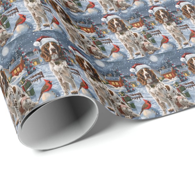 English Setter Winter Wonderland Christmas Joy Geschenkpapier (Rolleneckpunkt)