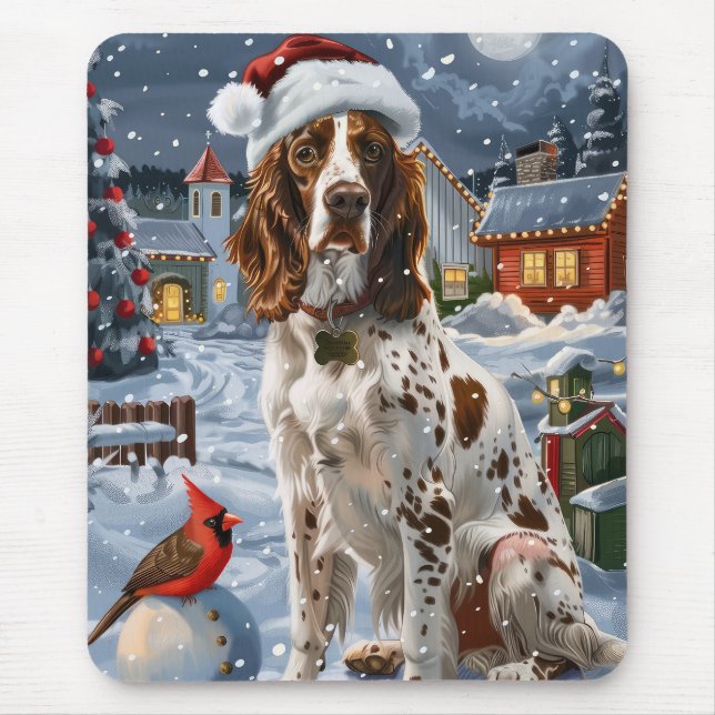 English Setter Winter Wonderland Christmas Joy Mousepad (Vorne)