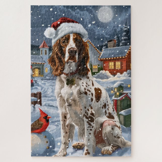 English Setter Winter Wonderland Christmas Joy Puzzle (Vertikal)