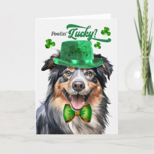 English Shepherd Dog Feelin' Lucky St Patrick's Da Feiertagskarte