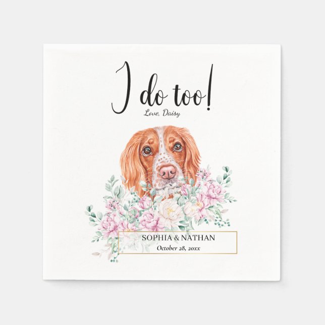 English Springer Dog Wedding Cocktail Napkins Serviette (Vorderseite)