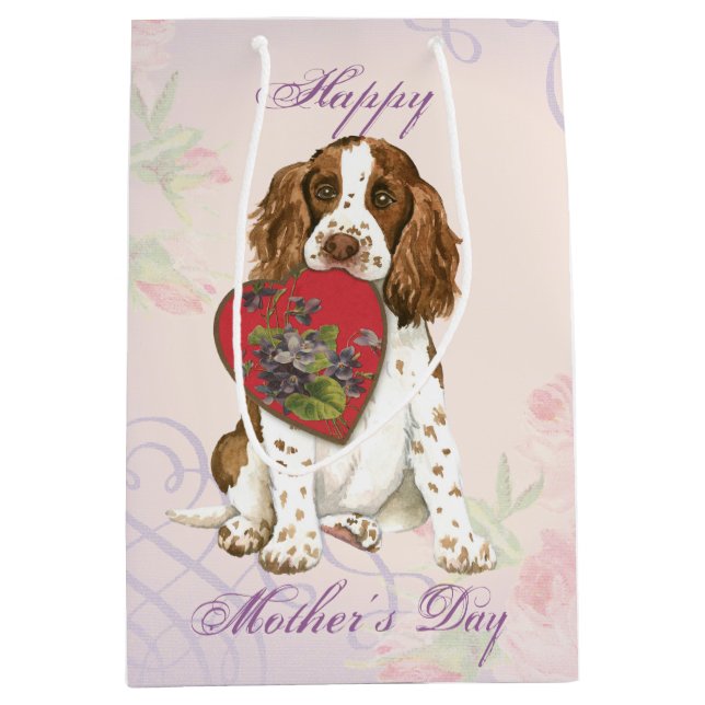 English Springer Heart Mama Mittlere Geschenktüte (Vorderseite)