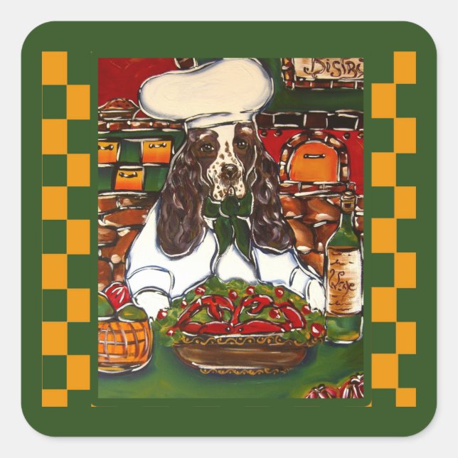 ENGLISH SPRINGER QUADRATISCHER AUFKLEBER (Vorderseite)