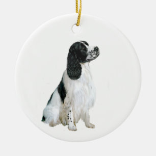 English Springer Spanel (A) - schwarz-weiß Keramikornament