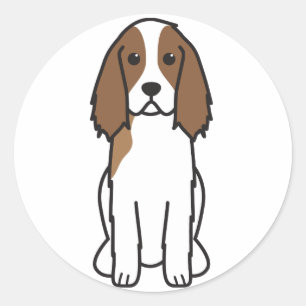 English Springer Spanel Dog Cartoon Runder Aufkleber
