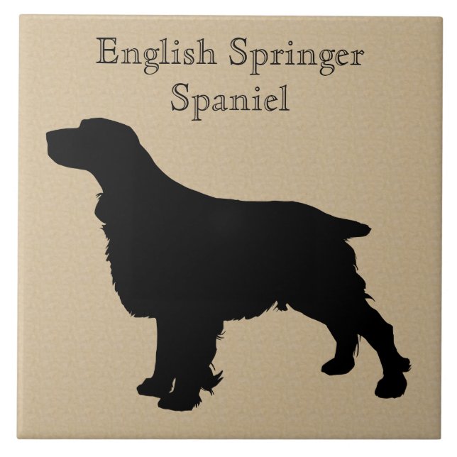 English Springer Spanel Dog Silhouette Fliese (Vorderseite)