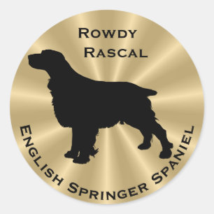 English Springer Spanel Dog Silhouette Runder Aufkleber