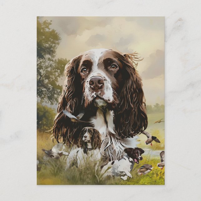 English Springer Spanel Feiertagspostkarte (Vorderseite)
