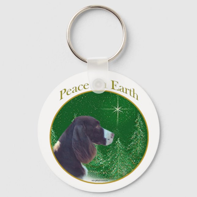 English Springer Spanel (Leber) Peace Schlüsselanhänger (Vorderseite)