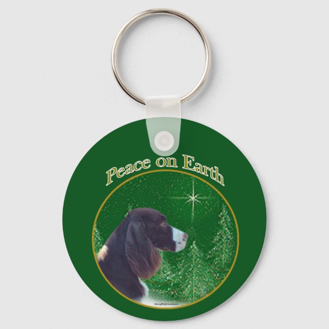 English Springer Spanel (Leber) Peace Schlüsselanhänger (Vorderseite)
