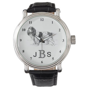 English Springer Spanel Maskuline Monogram Armbanduhr
