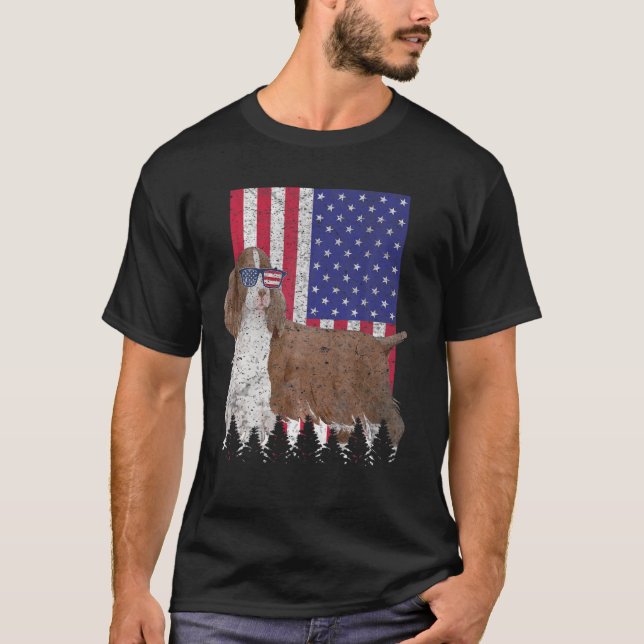 English Springer Spanel Patriotic Dog USA T-Shirt (Vorderseite)
