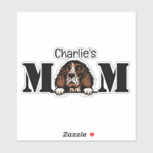 English Springer Spanel Peeking Mama Personalisier Aufkleber
