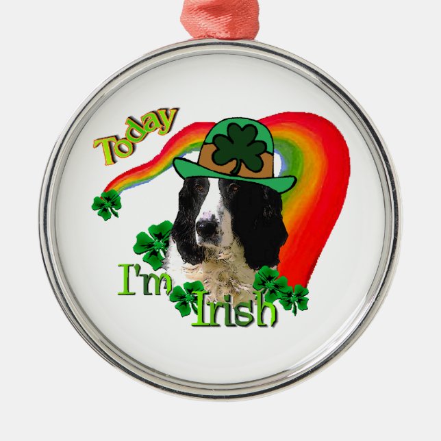 English Springer Spanel St Pattys Ornament Aus Metall (Vorne)