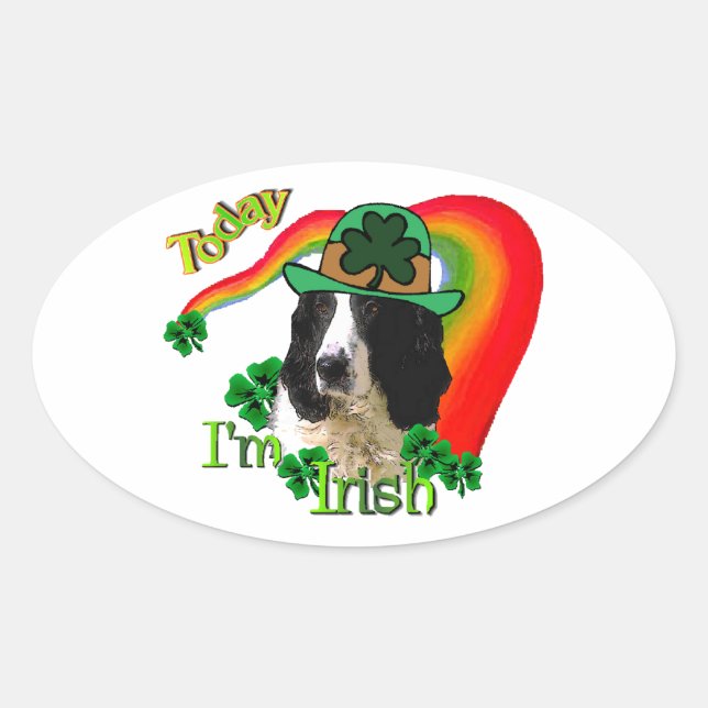 English Springer Spanel St Pattys Ovaler Aufkleber (Vorderseite)