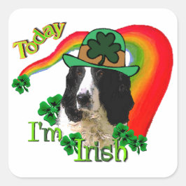 English Springer Spanel St Pattys Quadratischer Aufkleber