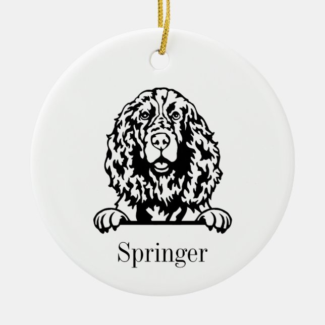English Springer Spaner Hundeverzierung Keramik Ornament (Vorne)