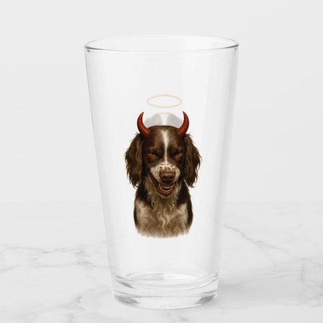 English Springer Spaniel Angel / Devil Glass Glas (Vorderseite)
