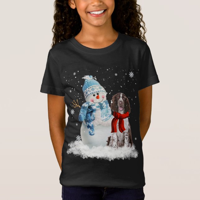 English Springer Spaniel Christmas Snowman Christm T-Shirt (Vorderseite)