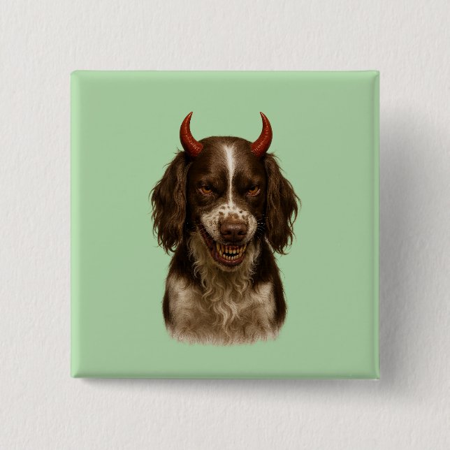 English Springer Spaniel, der teuflisch aussieht,  Button (Vorderseite)