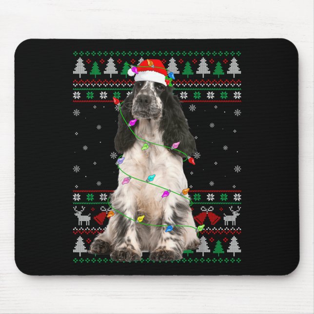 English Springer Spaniel Dog Christmas Ugly Sweate Mousepad (Vorne)