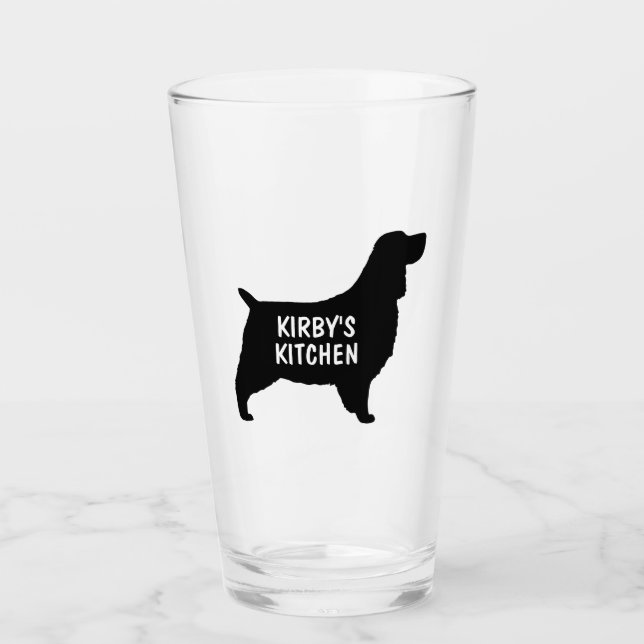 English Springer Spaniel Dog Silhouette Custom Glas (Vorderseite)