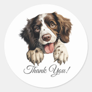 English Springer Spaniel Dog Vielen Dank Runder Aufkleber