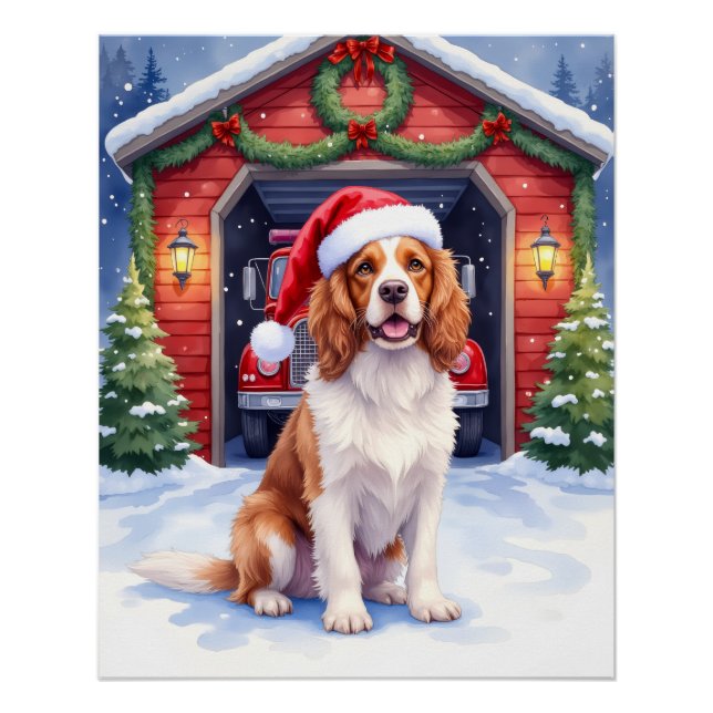 English Springer Spaniel Fire Station Santa Poster (Vorderseite)