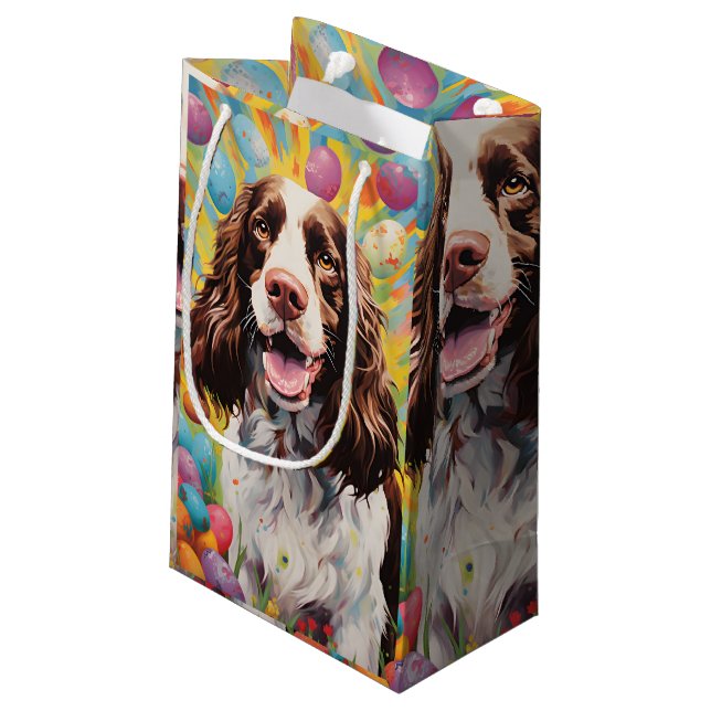English Springer Spaniel Happy Oaster Kleine Geschenktüte (Rückseite Schrägansicht)
