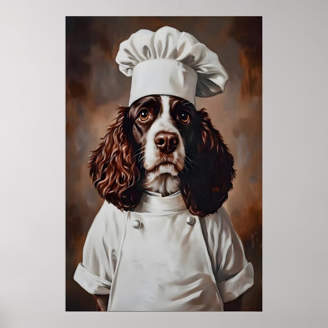 English Springer Spaniel In Chefs Hat Poster, Pet Poster (Vorne)