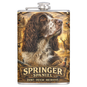 English Springer Spaniel Jagdhund Flachmann