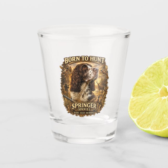 English Springer Spaniel Jagdhund Schnapsglas (Vorderseite)