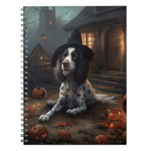 English Springer Spaniel Kürbisse Halloween Grusel Notizblock
