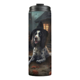 English Springer Spaniel Kürbisse Halloween Grusel Thermosbecher