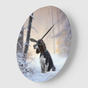 English Springer Spaniel Lass es schneien Weihnach Große Wanduhr