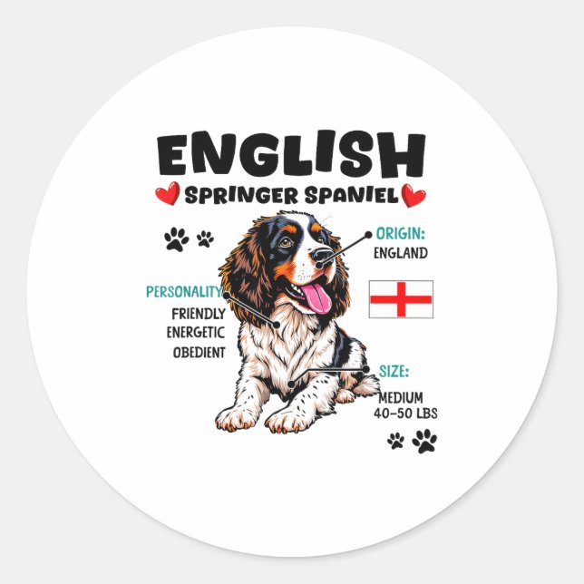 English Springer Spaniel Owner Funny Dog Lover  Runder Aufkleber (Vorderseite)