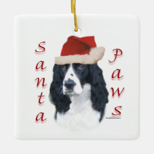 English Springer Spaniel Santa Paws Keramikornament