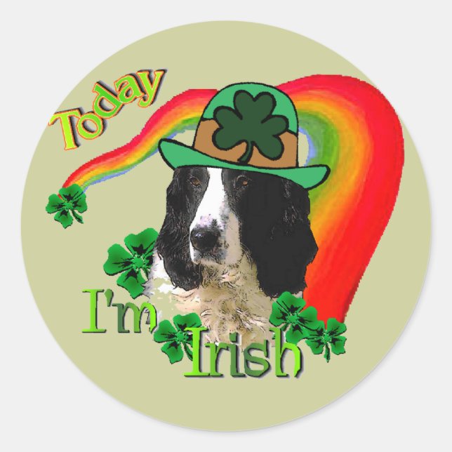 English Springer Spaniel St Patricks Day Runder Aufkleber (Vorderseite)