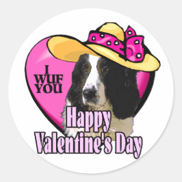 English Springer Spaniel Valentines Runder Aufkleber