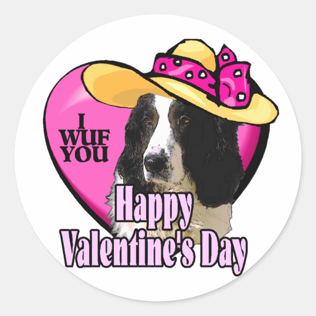 English Springer Spaniel Valentines Runder Aufkleber (Vorderseite)