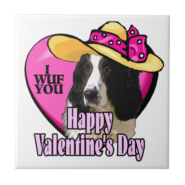 English Springer Spaniel Valentinstag Fliese (Vorderseite)