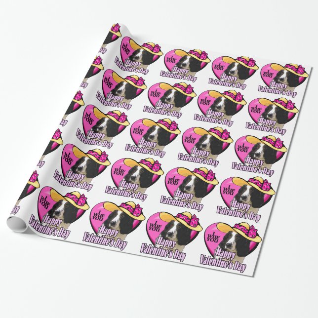 English Springer Spaniel Valentinstag Geschenkpapier (Ungerollt)