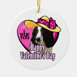 English Springer Spaniel Valentinstag Keramik Ornament