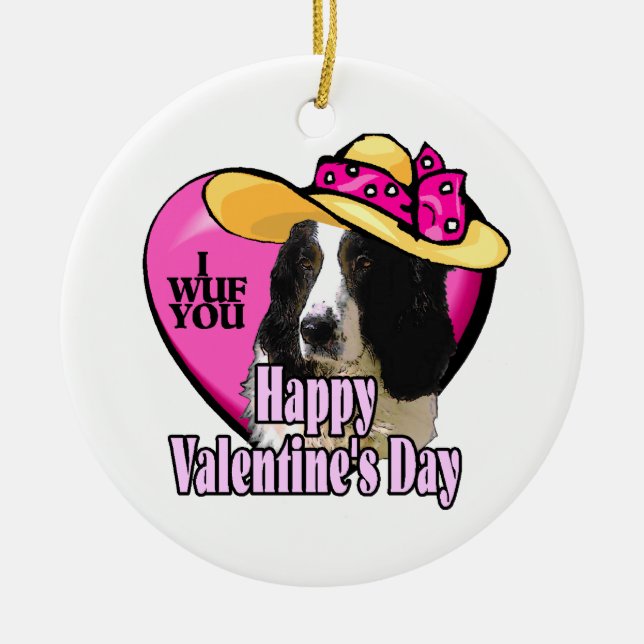 English Springer Spaniel Valentinstag Keramik Ornament (Vorne)