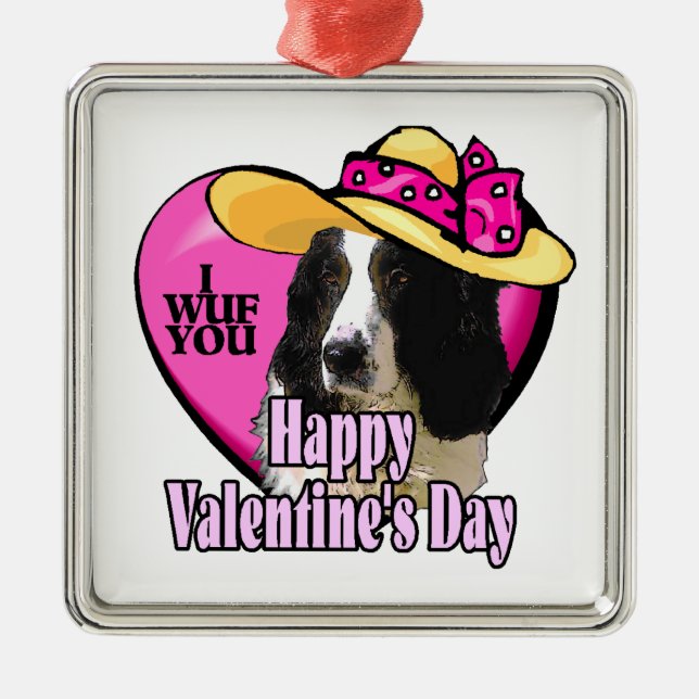 English Springer Spaniel Valentinstag Ornament Aus Metall (Vorne)