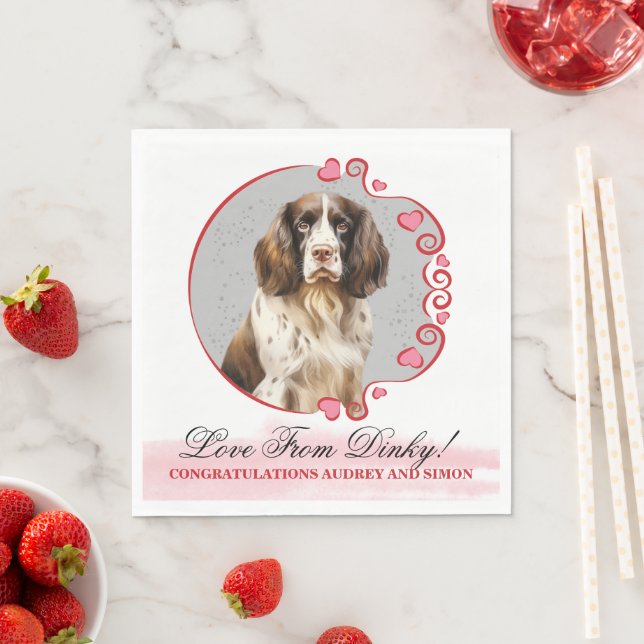English Springer Spaniel Wedding Napkin mit Foto Serviette (Beispiel)