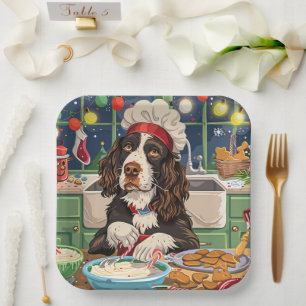 English Springer Spaniel Weihnachtsbäckerei: Festl Pappteller